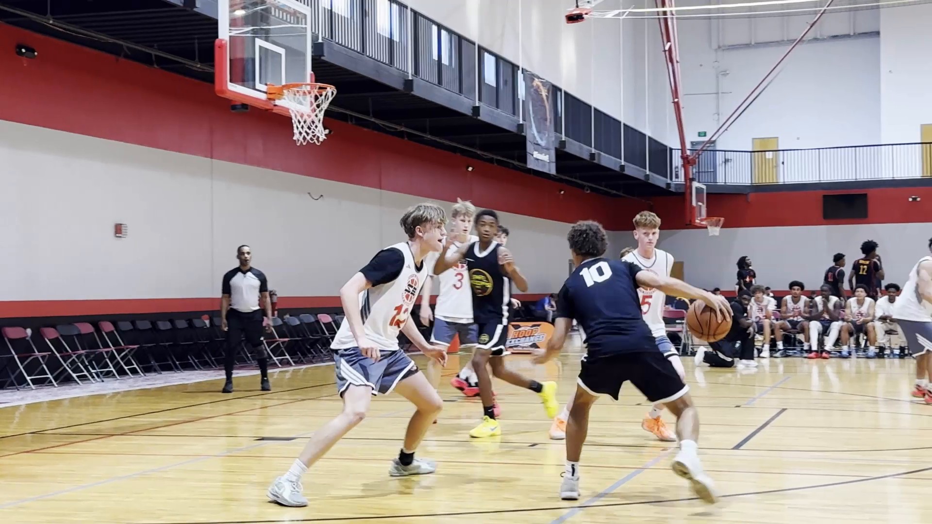 Basketball player driving with the ball during a game